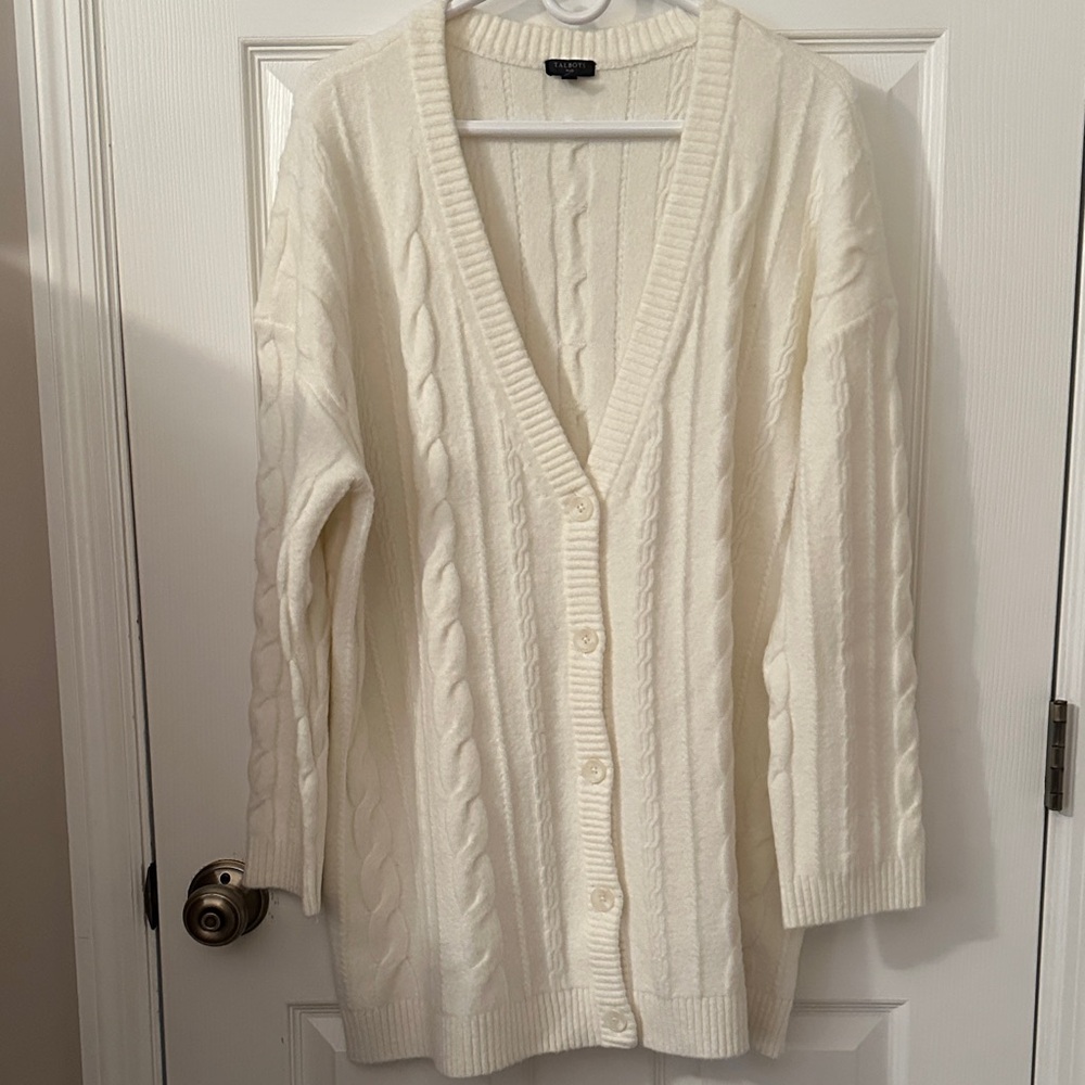 Talbots Ivory Cable Knit Cardigan new without tags 
Never worn